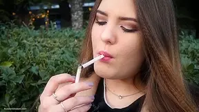 Russian Chick Spends Her Lunch Break Smoking 3 Cigs In A Row