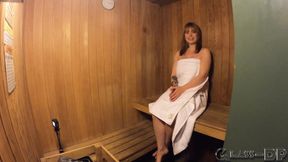 I met a slut in the sauna and she sucked my cock