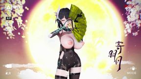 aether gazer ying zhao hentai undress dance big boobs bouncing mmd 3d yellow hand fan