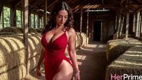 a milf in a dress fucked a young farmer in his barn while her husband waited for her at the gate [ai]