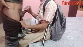 Indian college girl's penis sucked a lot and then pressed her breasts, desi girl HD video