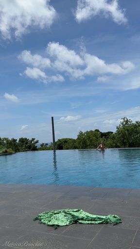 Teasing at the Pool in Micro Bikini, Swimming