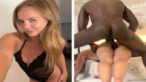 Raw African cock&#x1F346; splits my virgin hole, hotel room creampie