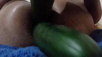 Double cucumber anal masturbation