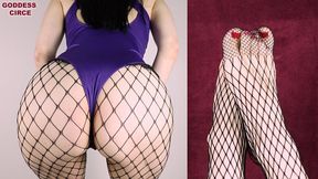 ASS OR FEET? BOTH… WRAPPED IN FISHNET PANTYHOSE