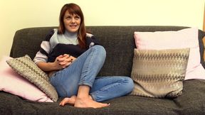 Barefoot Tease Smiling Slut Begs for Foot Worship