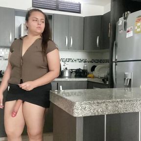 Your New Babysitters Fuck with Strap on in the Kitchen