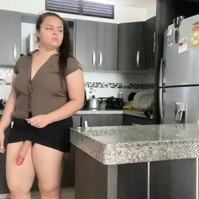 Your New Babysitters Fuck with Strap on in the Kitchen