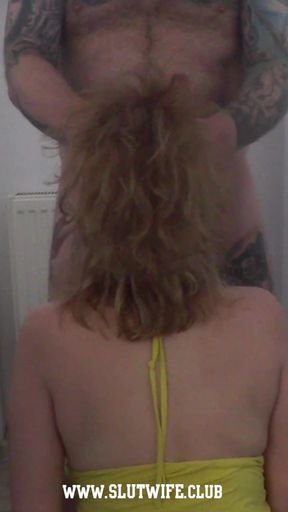 Clothed Yellow Dress Babe Karla Rose Takes Balls-Deep CFNM Facefuck &amp; Swallows Every Drop