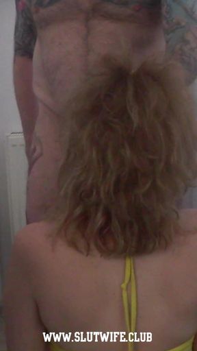 Clothed Yellow Dress Babe Karla Rose Takes Balls-Deep CFNM Facefuck &amp; Swallows Every Drop