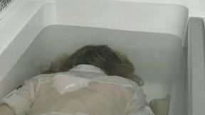 You are face down in bathtub where you try to go underwater and release a little air MP4 HD 720p