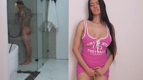 Latina MILF with fake tits goes to fuck with her stepbrother