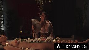 Kasey kei and casey calvert engage in passionate nyotaimori sex in transfixed