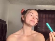 Tampon pull out and insert with green eyed babe! Close up!