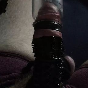 Hairy Cock With Cocksleeves And Rings &amp; Bound Balls Cockhead Vacuum Sucking