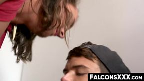 Buff stud's large dick gets sucked and his ass rammed raw in a wild ride