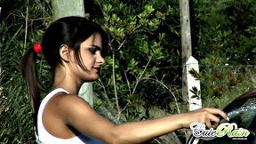 Car Washing and Swimming Pool Lesbian Teen Action Outdoors