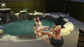 myu hotwife public gangbang at spa onsen hotsprings