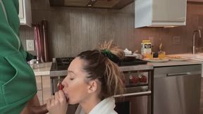 Breakfast Blowjob – Your Wife Serves Me First