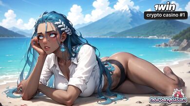 Blue Haired Beach Goddess Squirts Creamy Ocean Splatter On You