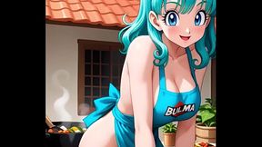 La mujer de Vegeta, Bulma, se pone cachonda cocinando