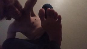 Barefooted Toes and Sole, Shirtless; Brushing My Scalp Hair