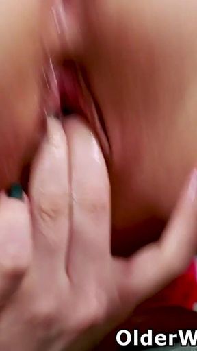Mature MILF Mosana Masturbates with Passion on the Couch
