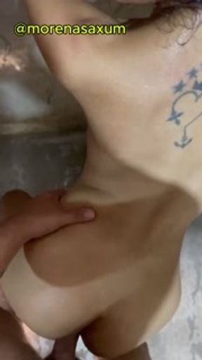 I fuck my skinny stepsister while she showers to go to school +18