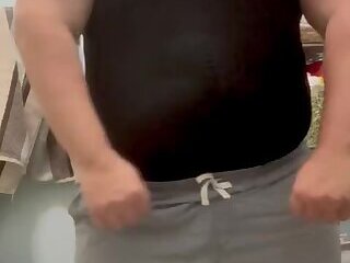 Big Ole Big Belly Burly Chub Flexes & Busts Out a Fat Boy Load