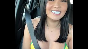 Hot Japanese minx straddles big cock in public