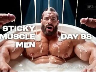 Sticky Muscle Males Day 98 Preview, Muscle Lads, Large Ramrods, Large Cum Loads (AI-Generated)