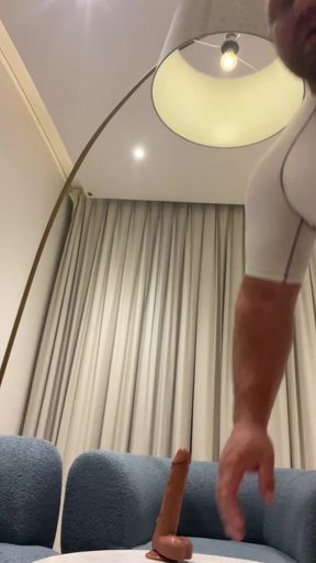 Jack Stacked Riding and Playing with His Big Dildo