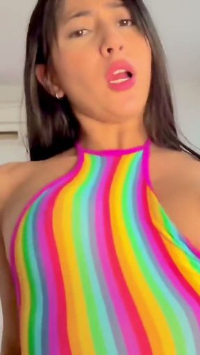 My stepsister seduces me with her rainbow lingerie and I always fall for her to give me her vagina   Clip 1