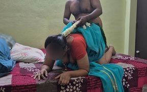 Sexy Body Desi Wife in Red Blouse &amp; Saree Missionary and Doggy Style Pussy Creampie Fucking