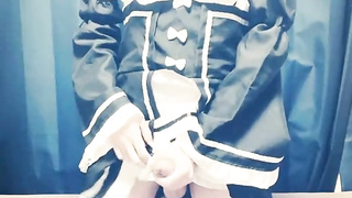 【女装/男の娘】Re:ゼロ　レムのコスプレで手コキオナニー