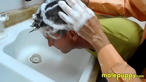 Stepson Jeff Drizzle got a sensual hair washing from his stepdad Richard Lennox