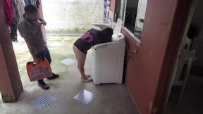 Married housewife pays washing machine technician with her ass while cuckold husband is away