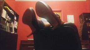 all naked, upside down on the chair with a strange noise