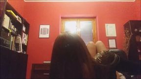 all naked, upside down on the chair with a strange noise