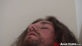 Hot hunk Dillon OBrien beats off in a public stairwell till he unloads