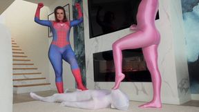 Pink Panther Ruslana And Spider Girl Weronika Rule Over White Shadow At Their Feet Near Fire Place - Part 2