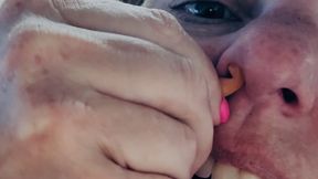 SeductiveGenX's Nose Slave: Tiny Man POV Giantess Nose Trimmer Eating Snot & Boogers Task