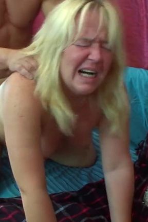 Chubby old blonde gets fucked and facialized by horny hung