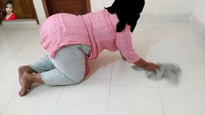 A Saudi Muslim maid is handcuffed to the door and fucked by the owner&#039;s son every morning while she cleans the house