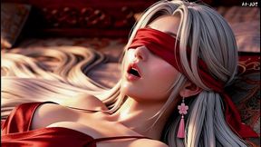 cuckold husband watches fat bull fuck his blindfolded red concubine ai-generated