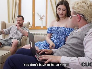 CUCK4K. Bitch doesn’t mind to suck a massive ramrod and look into her hubby’s eyes
