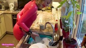 Latex Domestic Slave: Gagged, Restrained & Dripping Everywhere