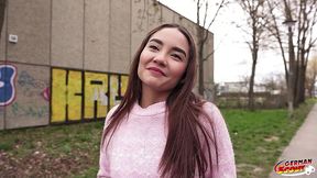 german scout - half asia latina allison sweet with saggy tits pick up for hard casting fuck