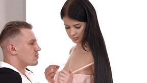 Erotic morning and pleasant sex with a skinny, modest brunette.