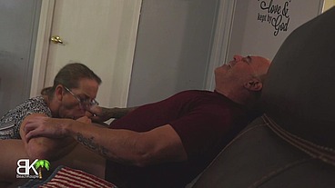 New Step-Son Walks In on StepSis Playing With Pussy And StepMom Giving Head